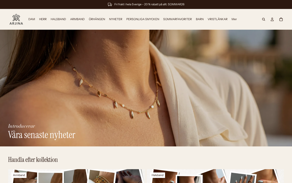 Website Screenshot: ARJINA Jewellery – Schmuck (International)