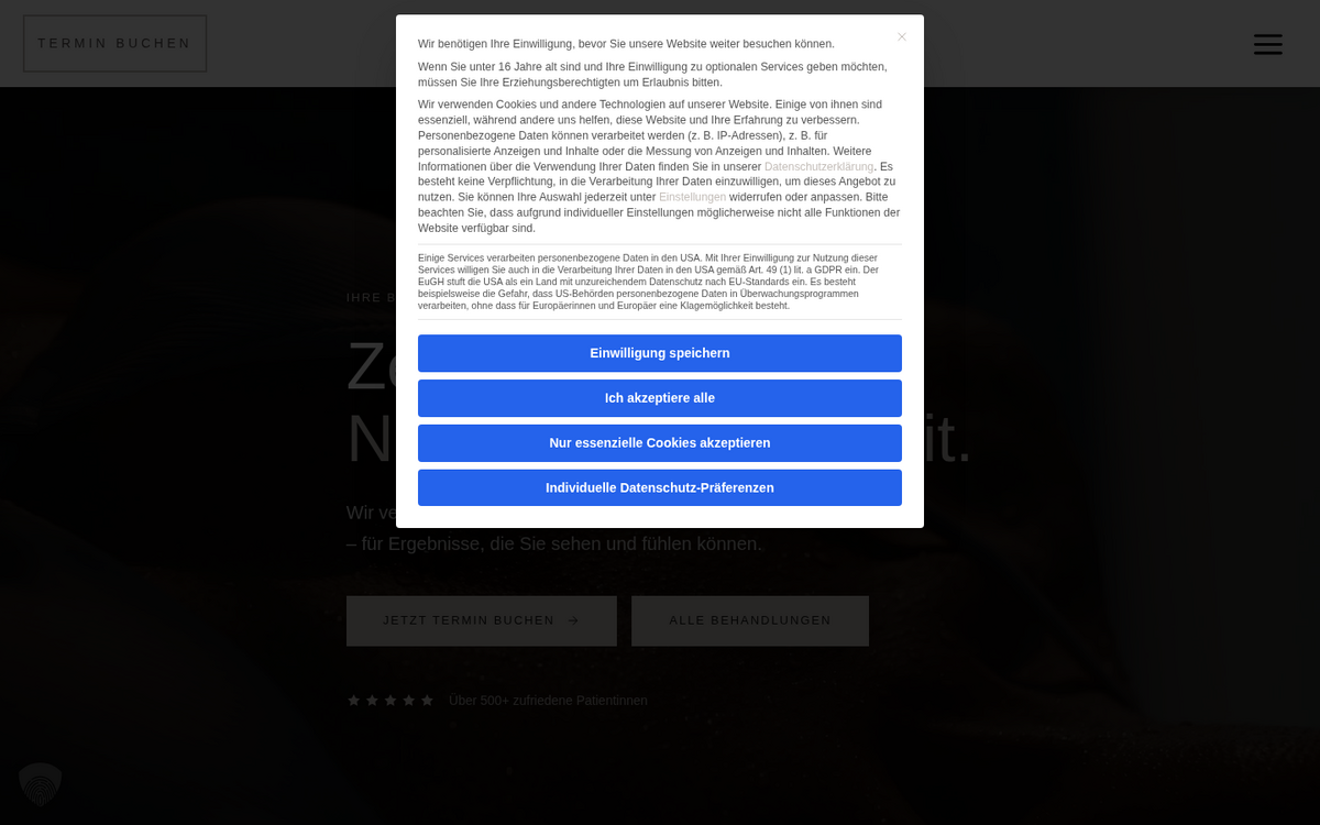 Website Screenshot: CALIA Aesthetics – Beauty & Ästhetische Medizin