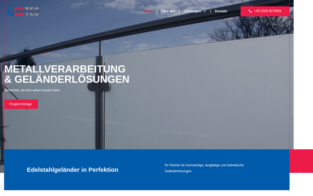 Website Screenshot: ILCATEC e.K. – Metallverarbeitung & Geländerbau
