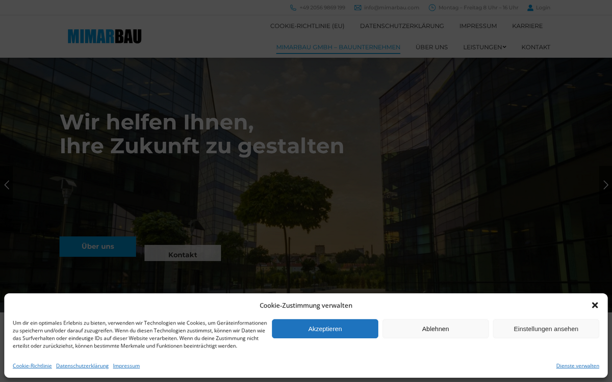 Website Screenshot: MIMARBAU GmbH – Bauunternehmen