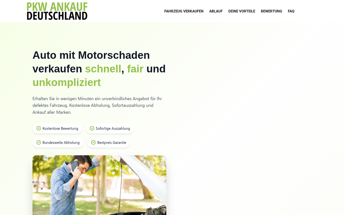 Website Screenshot: PKW Ankauf Deutschland – Automotive / KFZ-Ankauf